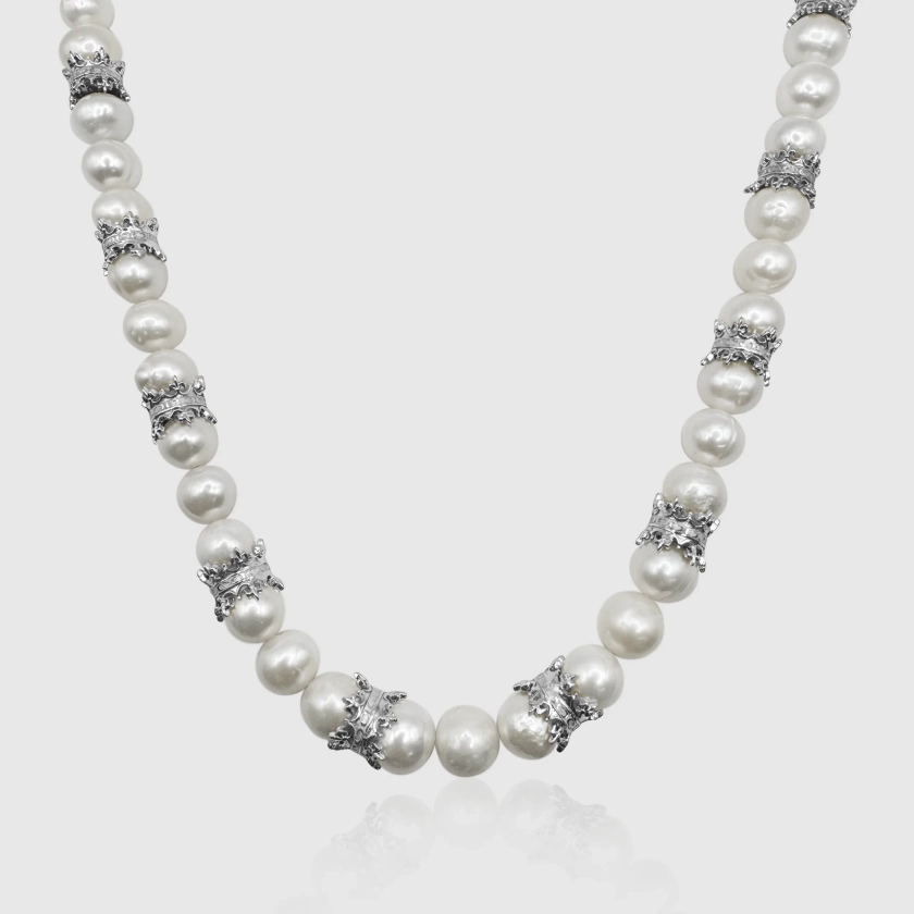 Crown Real Pearl Necklace (Silver)