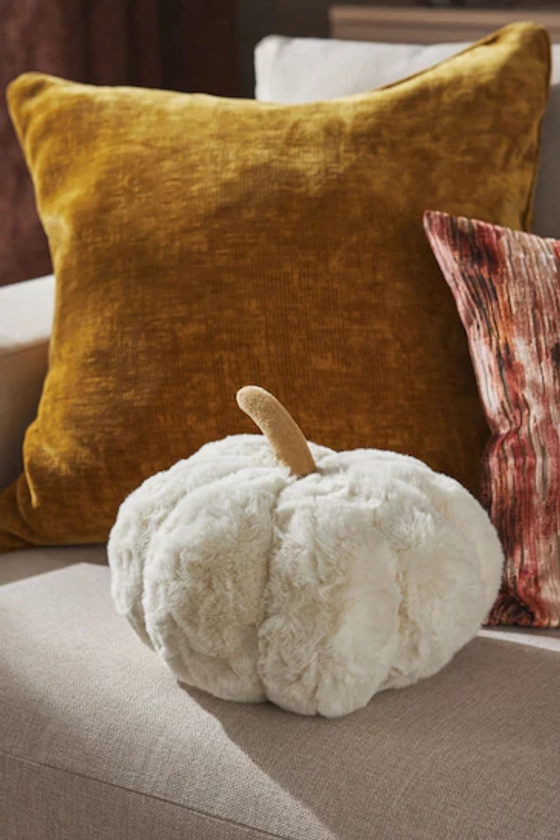 Ivory Pumpkin Natural Faux Fur Cushion