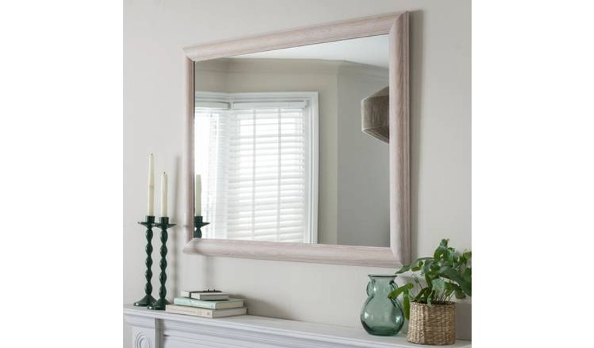 Habitat Rectangular Overmantle Wall Mirror - Oak - 80x60cm