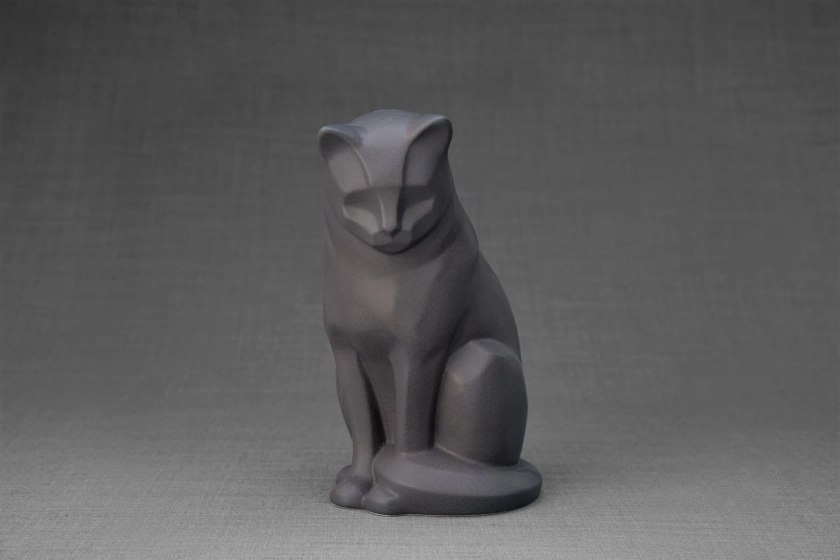 Urne pour animaux de compagnie pour chat - Gris Mat| Urne animaux en céramique