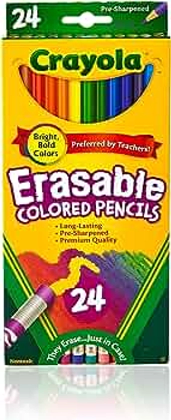 Crayola Erasable Colored Pencils, Kids At Home Activities, 24 Count, Assorted, Long