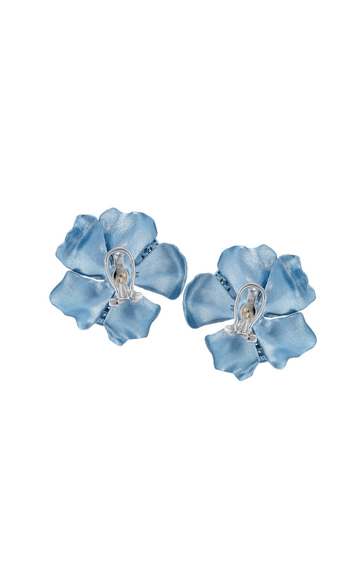 Recycled Aluminium & 18k White Gold Vermeil Baby Blue Camelia Earrings