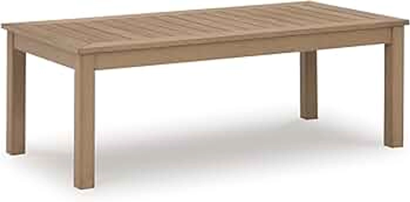 Signature Design by Ashley Hallow Creek Outdoor Coffee Table, 49" W x 24" D x 18" H, Light Brown