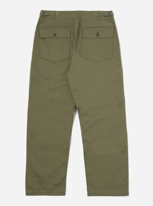 Universal Works Fatigue Pant in Light Olive Twill