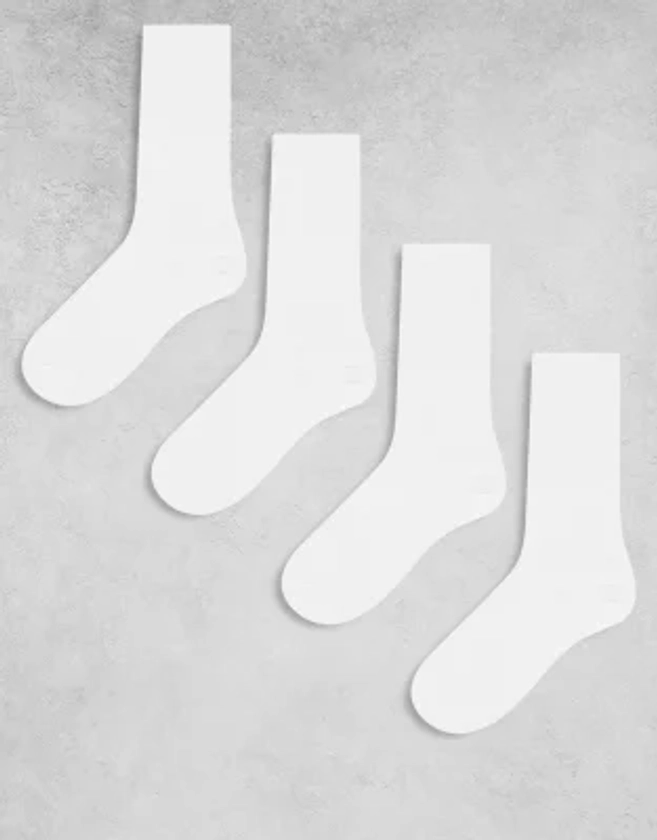 Lindex 4 pack roll edge socks in white | ASOS