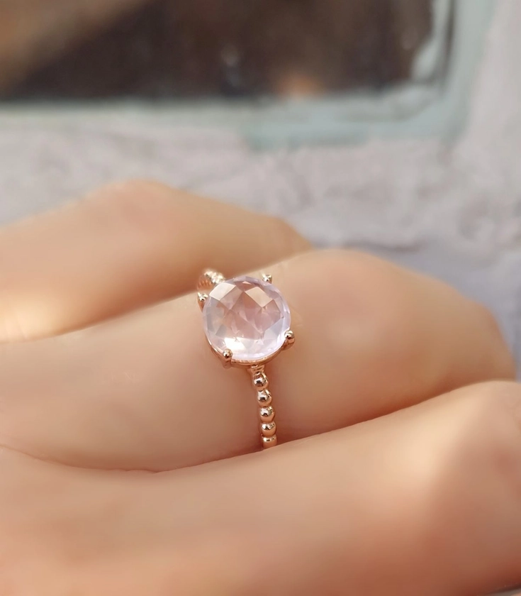 Bague Pompon Quartz rose