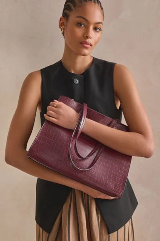 Buy Burgundy Red - Formal Open Tote Bag from Next Czech Republic