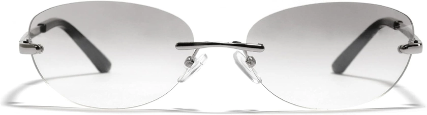 Cyxus Oval Y2k Sunglasses for Men Women, Trendy Rimless Sunglasses Retro Square Vintage Shades