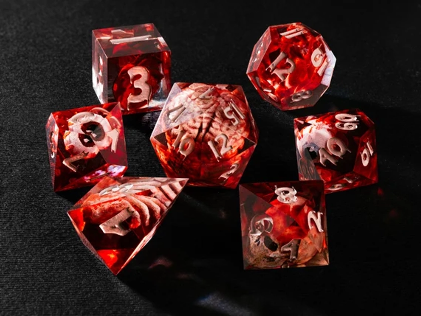 Bloody dice set, Dnd Handmade Resin Dice Set, Great dnd gift, Dark Fantasy Design