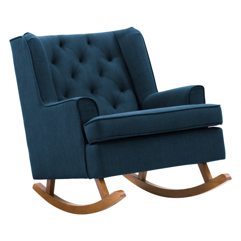 Corliving Boston Navy Blue Tufted Fabric Rocking Chair | The Home Depot Canada