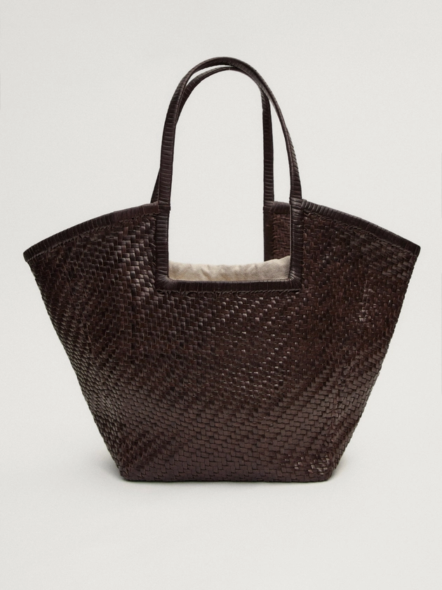 Woven nappa leather basket bag - Massimo Dutti United Kingdom