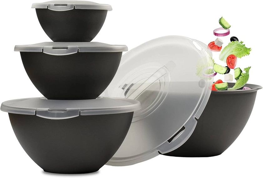 Hausfelder ensemble de saladiers avec couvercles 0,7-6l, set de saladier plastique noir, 4 grand bols sans bpa : Amazon.fr: Cuisine et Maison