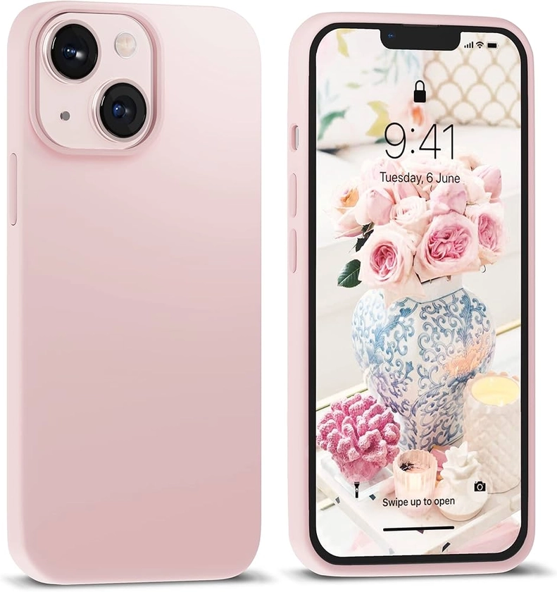 IceSword iPhone 14 Case Sand Pink (2022), Liquid Silicone Phone Case Cover Slim Protective, Soft Anti-Scratch Microfiber Lining, Light Pink Pastel Cute [Shockproof], 6.1 inch iP14 - Sand Pink