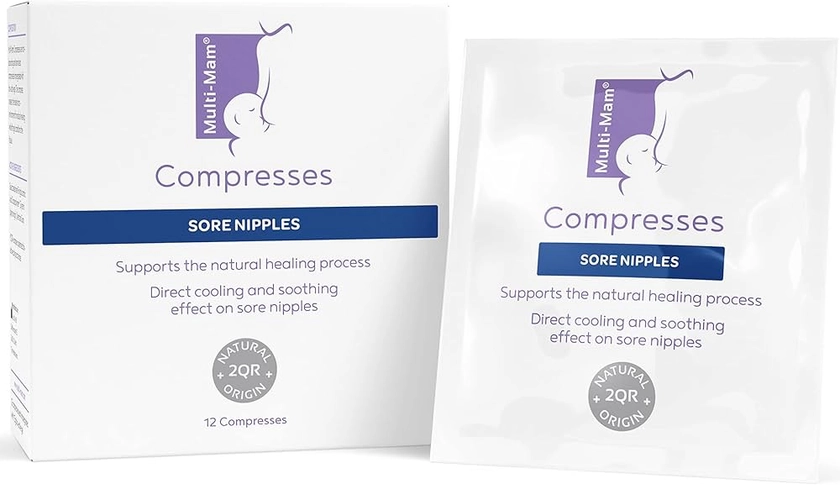 Multi-Mam Compresses for Breastfeeding Mothers – Intensive Care and Treatment of Sore and Irritated Nipples - Instant Cooling and Soothing Gel Pad - Essential Aid for Breast-Feeding Mums - Pack of 12