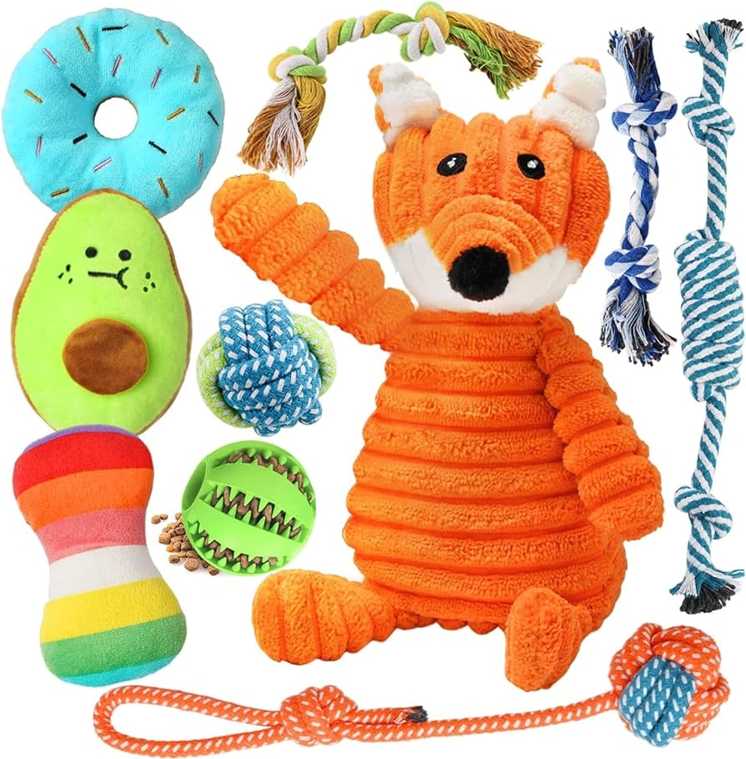 10 Pack Luxury Puppy Toys for Teething Small Dogs,Squeaky Plush Dog Rope Toys Set, Puppy Chew Toys with Cute Squeaky Dog Toys, Ball and More Rope Dog Chew Toys, Xmas Gift for Small and Medium Dogs : Amazon.co.uk: Pet Supplies