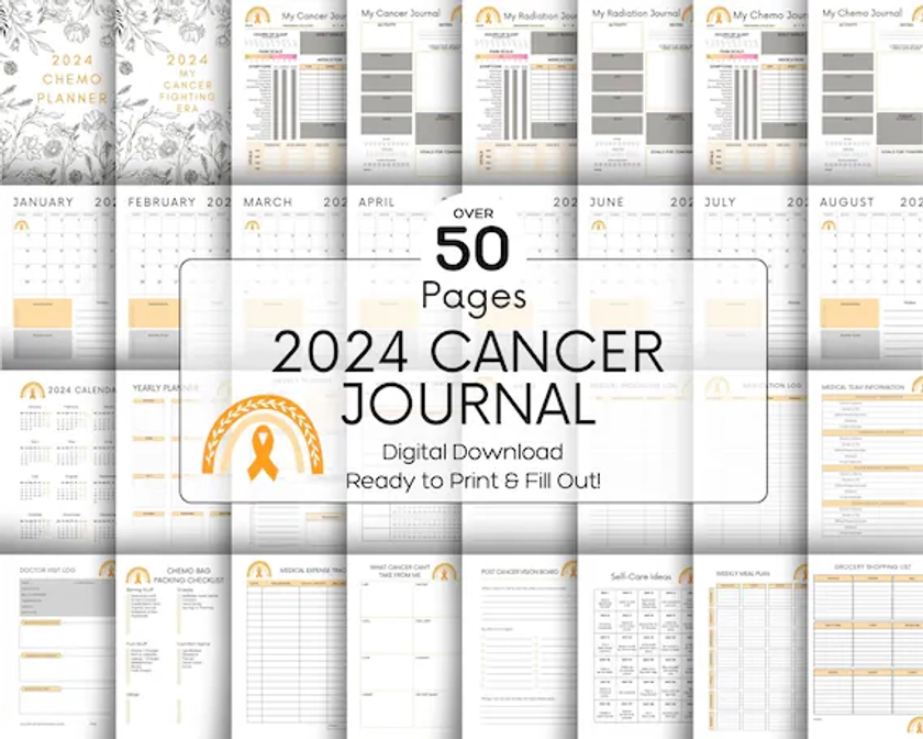 2024 Orange Cancer Planner- Orange Chemo and Radiation Journal, Leukemia & Kidney Cancer Journal, Printable Chemo Journal, Cancer Gift - PDF