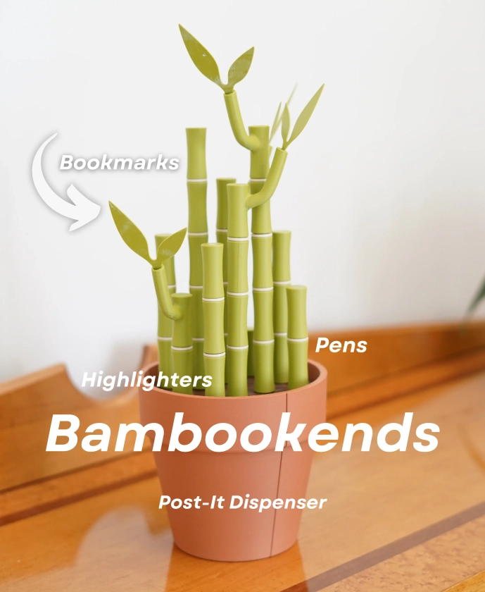 Bambookends - Bamboo Functional Plant with Pens, Highlighters, Post it note dispenser, and Bookmarks - 3D model by ForgeCore on Thangs