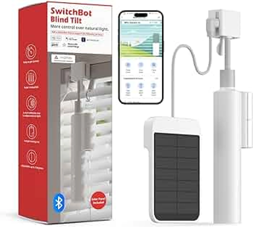 Store vénitien motorisé SwitchBot - Stores électriques intelligents avec la télécommande Bluetooth, l'alimentation solaire, réalisez l'intégration avec Alexa & Google Home grâce au SwitchBot Hub