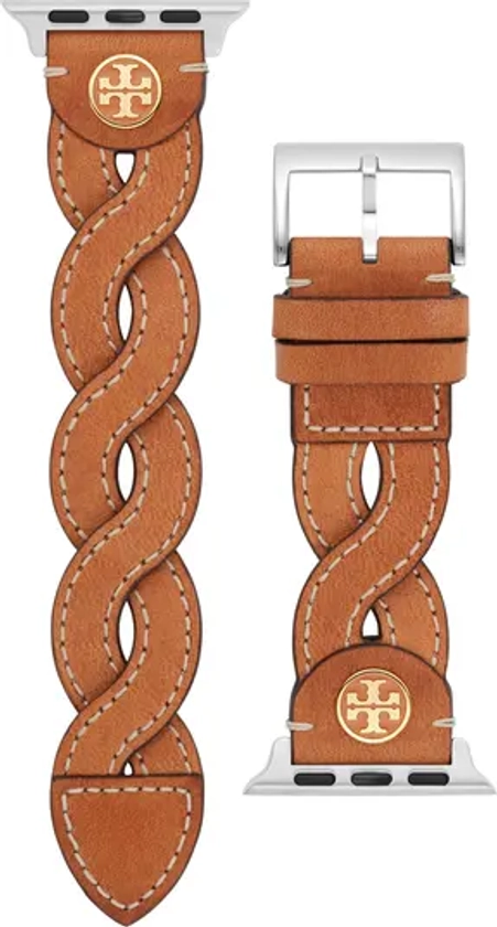 Tory Burch Braided Leather 20mm Apple Watch® Watchband | Nordstrom