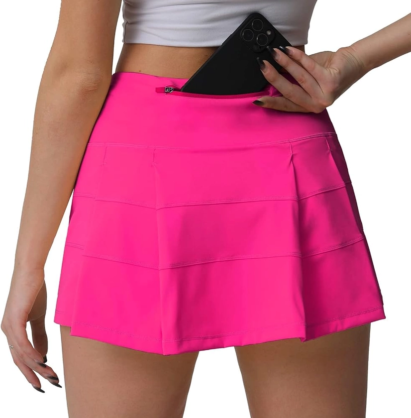 Husnainna High Waisted Pleated Tennis Skirt with Pockets Athletic Golf Skorts for Women Casual Workout Built-in Shorts