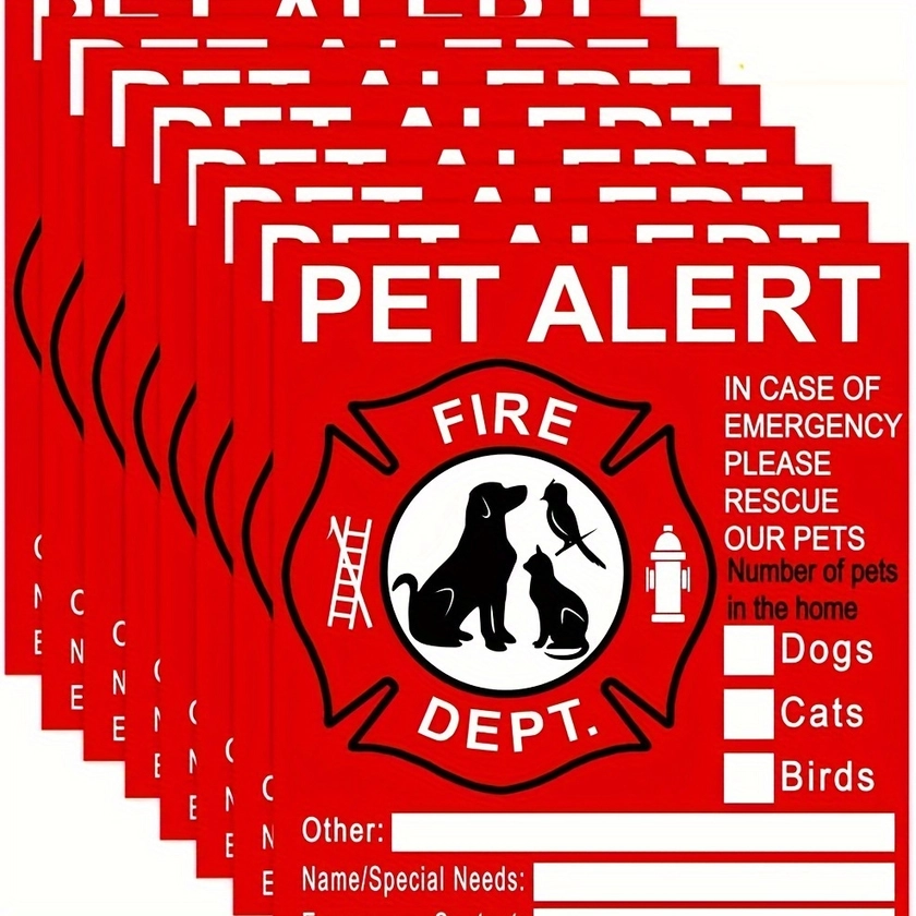 4pcs Alarm Safety * Sticker Stickers, Save Our Cat/Dog Pets In A Fire Emergency, Firefighters Will See The Alarm From The Window, Door Or Ho