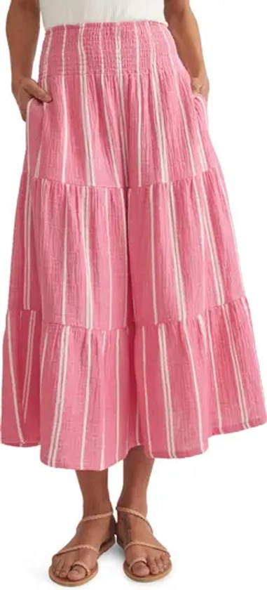 Valeria Stripe Smocked Midi Skirt