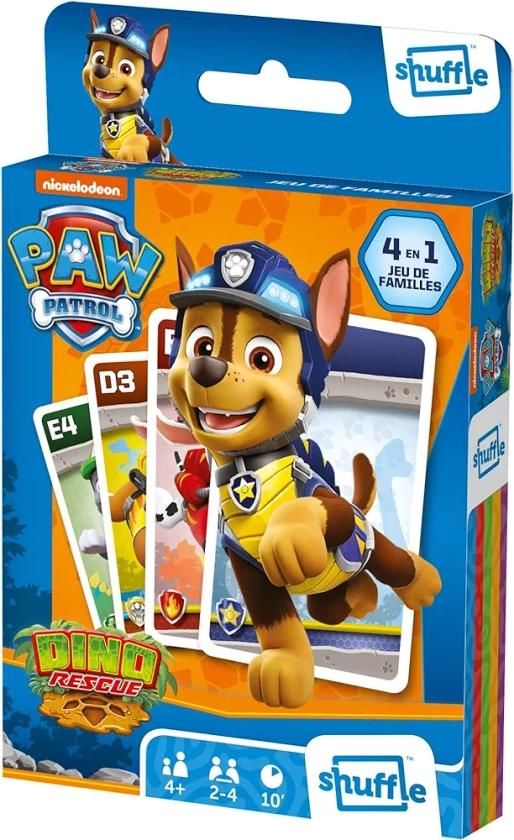 Shuffle - Paw Patrol 4 Games in 1-7 Families, Pairs, Action and Battles - Card Game Kids & Family - Ages 4+