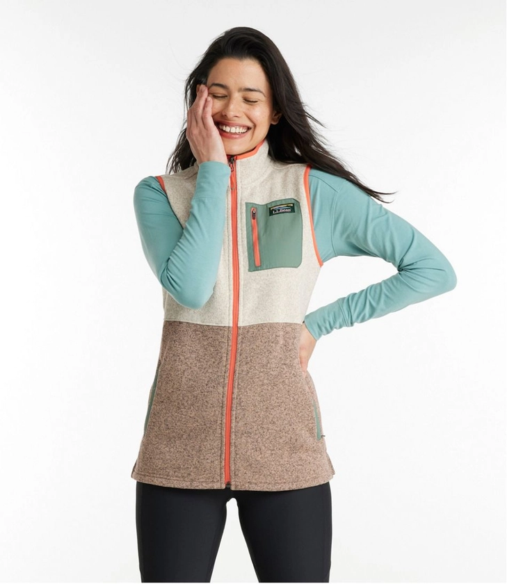 Women's L.L.Bean Sweater Fleece, Long Vest Colorblock | Fleece at L.L.Bean