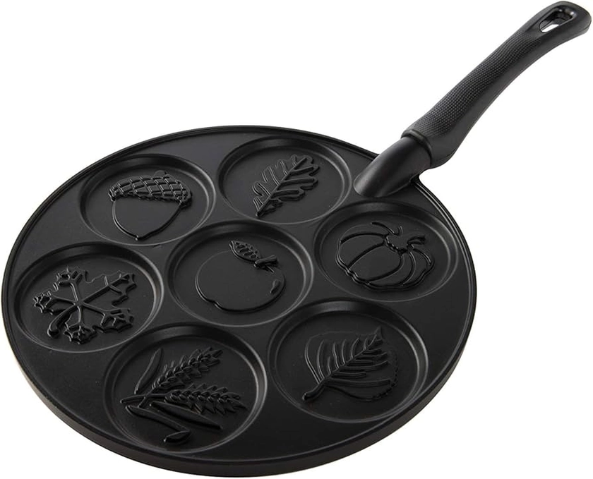 Nordic Ware 01908 Autumn Leaves Pancake Pan, Aluminium, 2.25 inches, Black