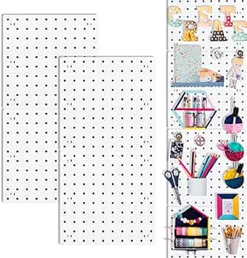 Pegboard Wall Organizer Panels, Craft Room, Kitchen, Garage, Living Room, Bathroom, and Study Room, Easy to Install (4Pcs)