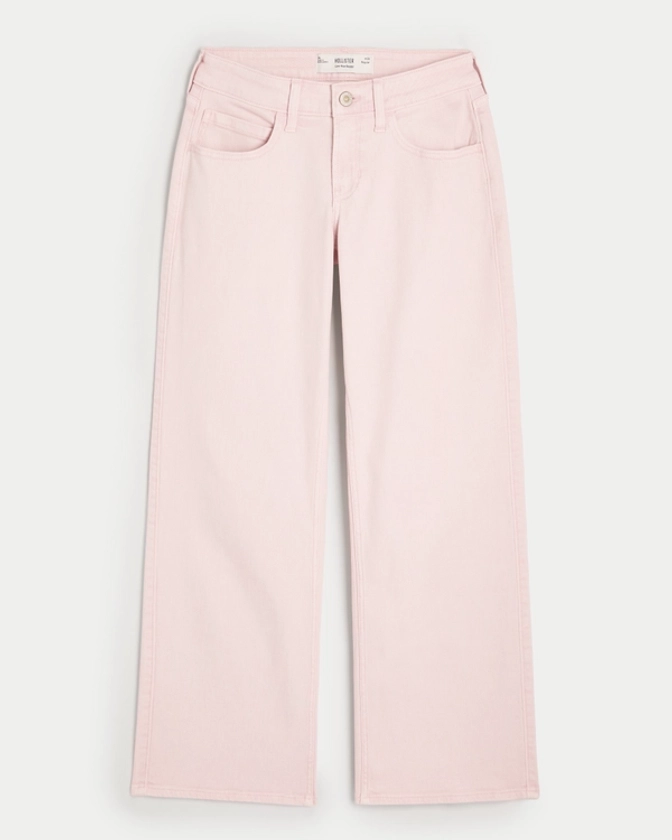 Women's Low-Rise Light Pink Baggy Jeans | Women's Bottoms | HollisterCo.com