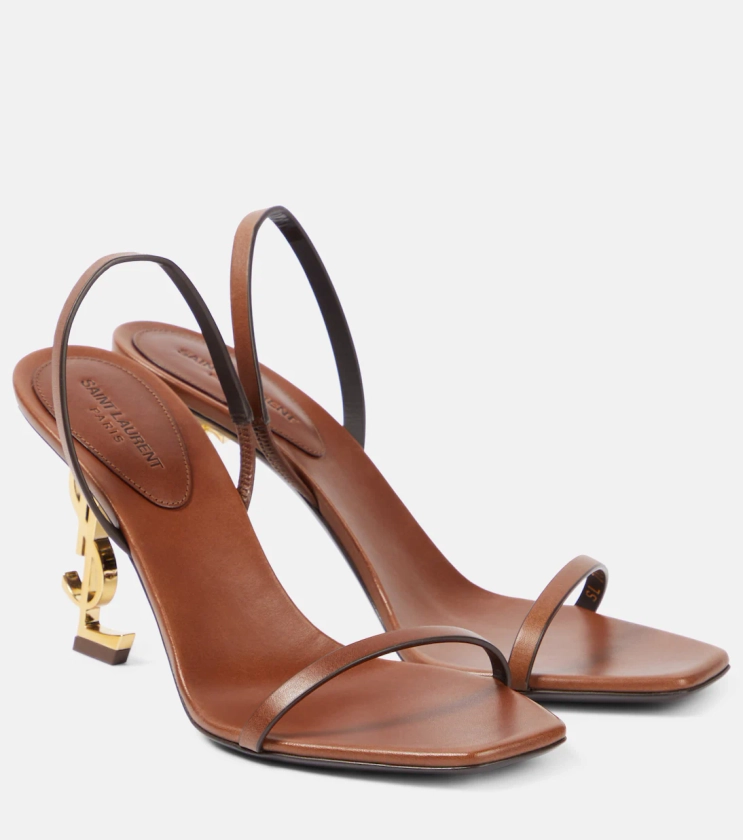 Opyum 85 leather slingback sandals in brown - Saint Laurent | Mytheresa