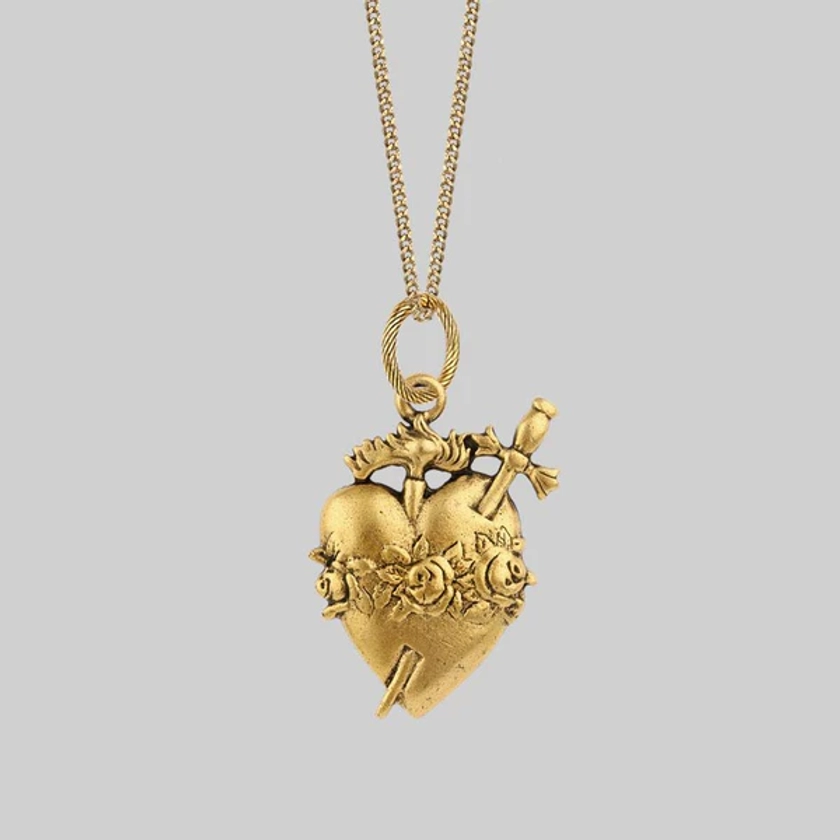 INFERNO. Sacred Heart Necklace - Gold