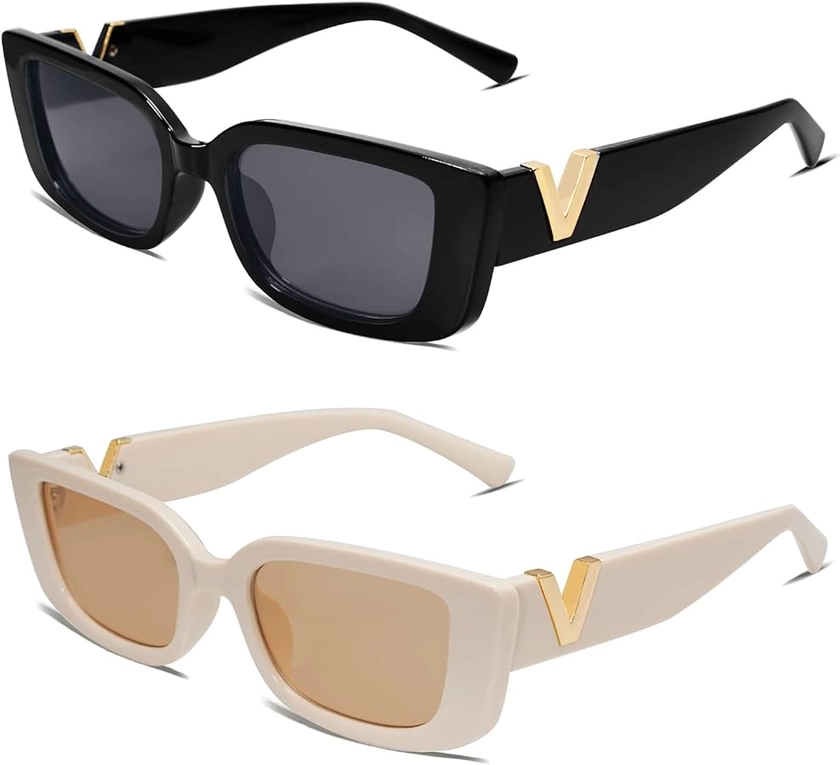 Allarallvr Rectangle Sunglasses for Women 90s Retro Trendy Y2K Classical Vintage Square Shades AR82037