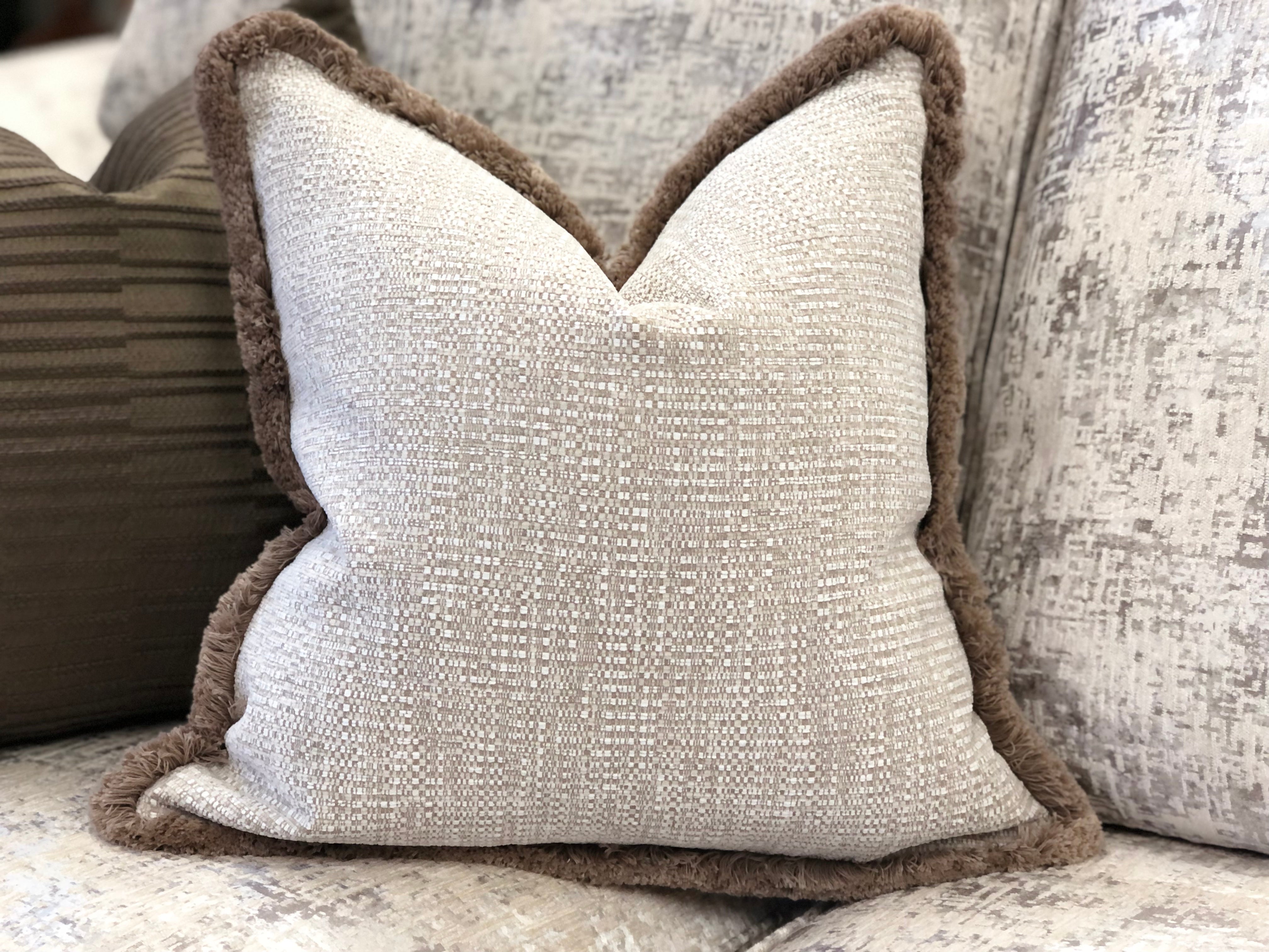 Textured Fringed Cushions - Luxury Neutral Decor | Shop Now