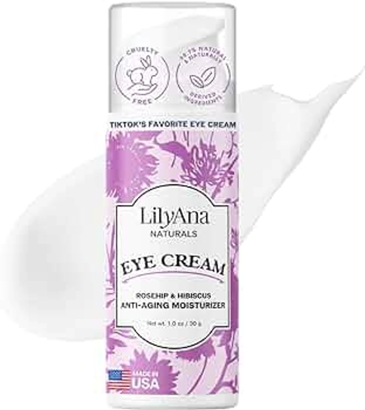 LilyAna Naturals Eye Cream for Dark Circles and Puffiness, Under Eye Cream for Wrinkles and Bags, Anti Aging Eye Cream helps Improve Dryness and Sensitive Skin - 1 oz - Made in USA