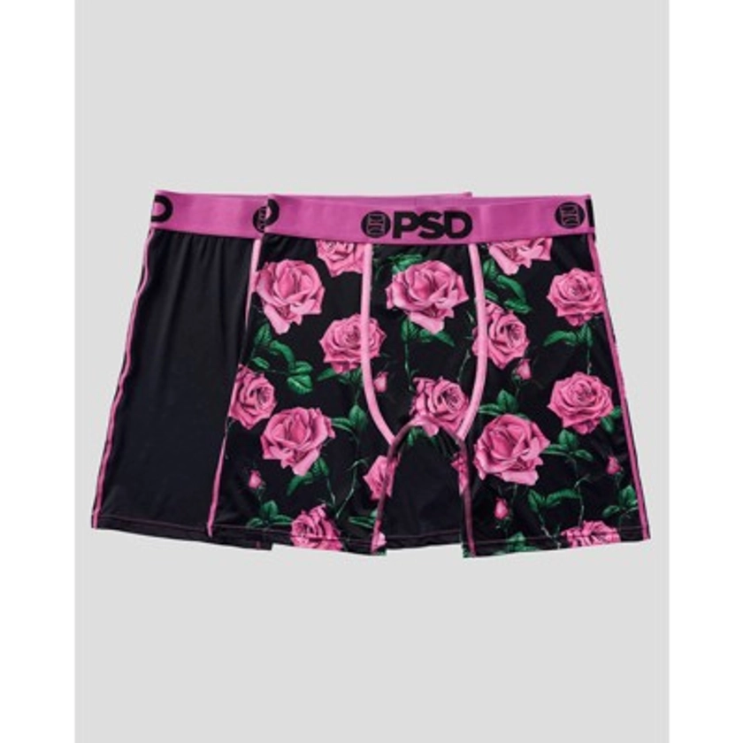 PSD Men's Rose Floral Print Boxer Briefs 2pk - Pink/Green/Black S