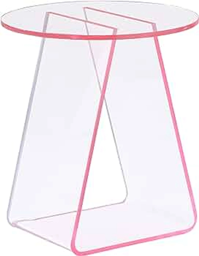 Acrylic End Table,Pink Side.Nightstand Coffee Table Coffee Table Living Room Bedroom18 inch High, 16x16 inch Table Top. …