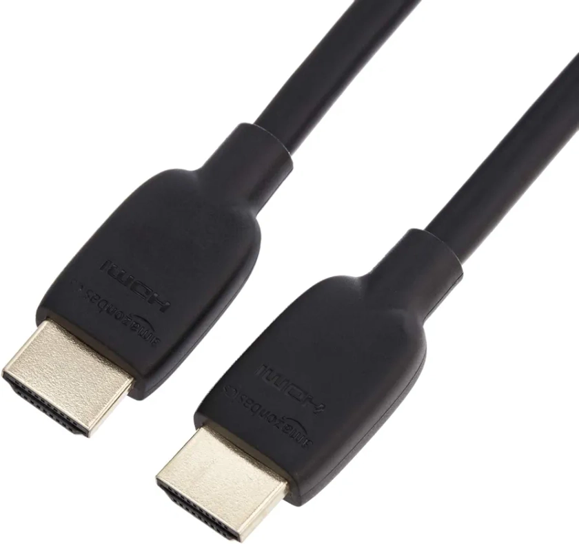 Amazon Basics HDMI Cable, 48Gbps High-Speed, 8K@60Hz, 4K@120Hz, Gold-Plated Plugs, Ethernet Ready, 6 Foot, Black