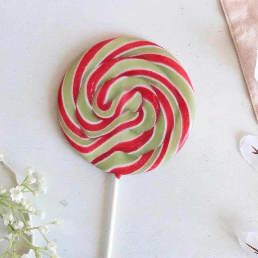 Giant Swirly Lollipop - Apple Crumble Flavour, 85g, Individually Wrapped, Ideal for Parties and Stocking Fillers, Red Lolly