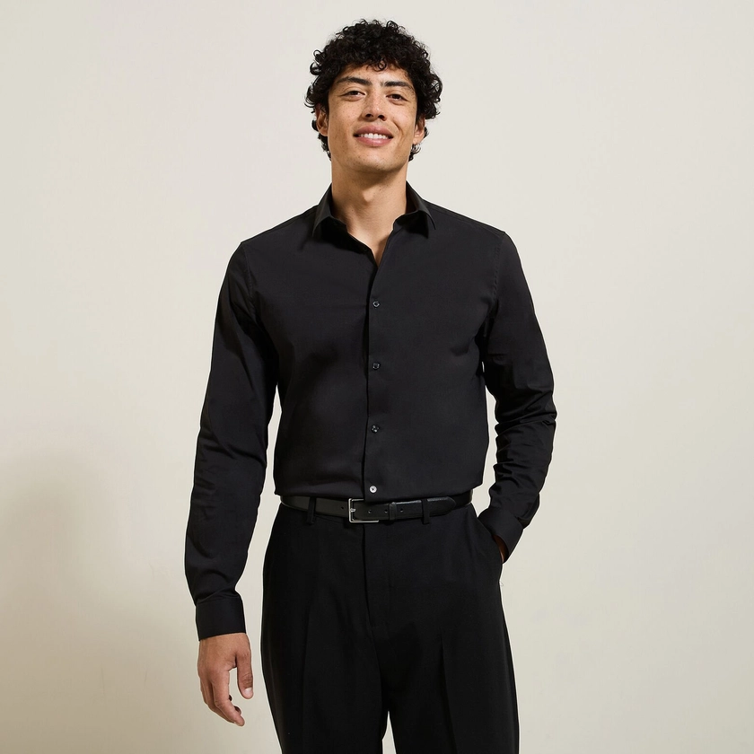 Chemise slim unie Noir | Jules