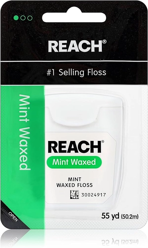 Amazon.com: REACH Fio dental encerado, hortelã, removedor de placa, resistente a rasgos, limpeza extra ampla, suave para gengivas e dentes, sem PFAS, higiene bucal, para adultos e crianças, 1 pacote com 1 : Saúde e Casa