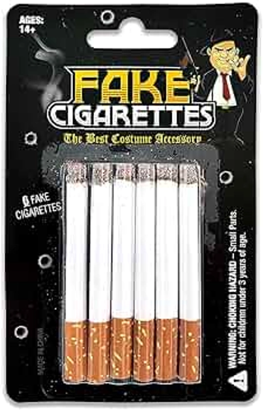 Fake Cigarettes (Pack of 6) - Realistic Movie, Stage & Costume Theatre Props - Harmless Fake Cigs for Dress Up, Halloween, Gangster or White Trash Party - Artificial No Puff Cig for Cigarette Holder