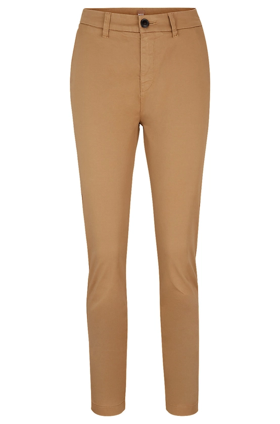 BOSS - Pantalon Regular Fit en satin de coton stretch