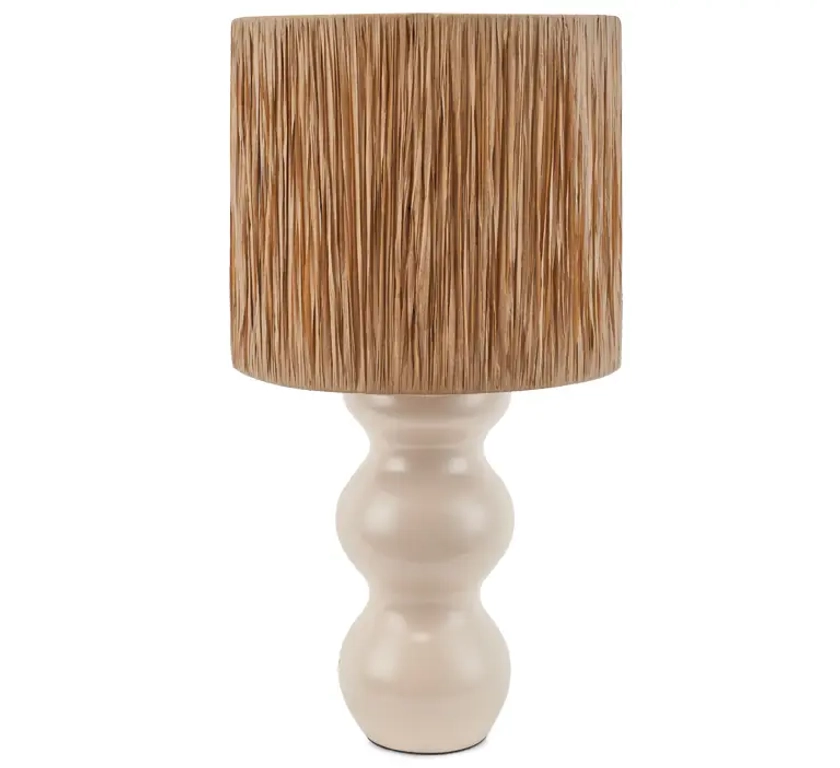 FUJI Lampe de table, Fibre naturelle & bois beige, H60