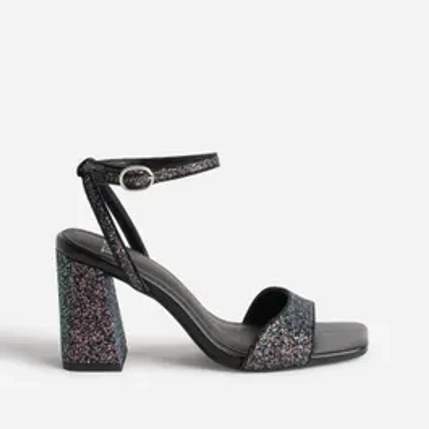 Sandale TEXTO noire paillettes iridescentes