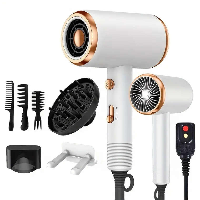 Powerful Ionic Hair Dryer With Diffuser - 2 Speeds, 3 Heating And Cooling Buttons For Straight And Curly Hair - Perfect For Home, Travel, And Salon Us