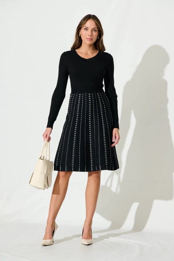 Damsel Knit Dress In Black