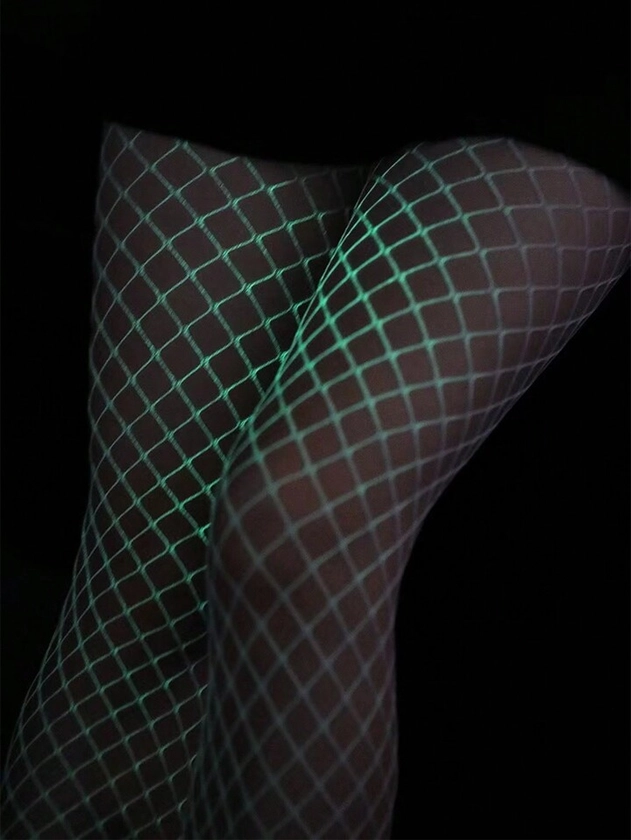 1pc Ladies Luminous Fishnet Stockings With Glow-In-The-Dark Effect