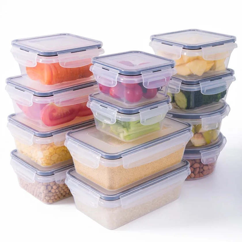 Airtight Food Storage Container with Lid, Leak Proof Snap Lock, BPA Free Plastic